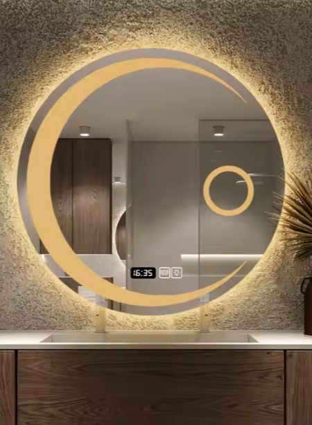 Rosé| LUNA ORBIT – Artistieke LED-spiegel met Hemels Design